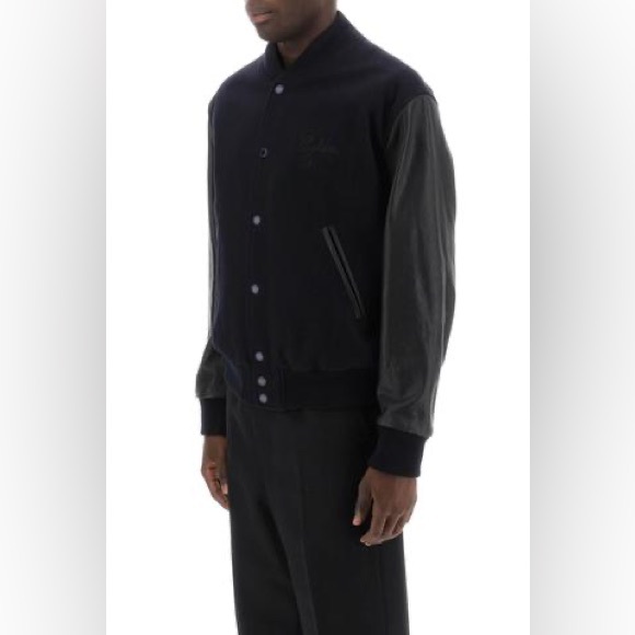 Golden Goose Bomber jacket in dark blue wool & leather sleeves - Picture 14 of 15